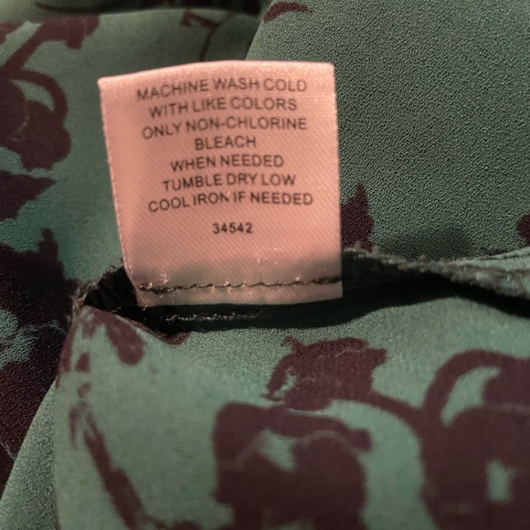 41 Hawthorne Karie Split Neck Blouse Green Black Floral 3/4 Sleeve Top Size 1X - Picture 6 of 12